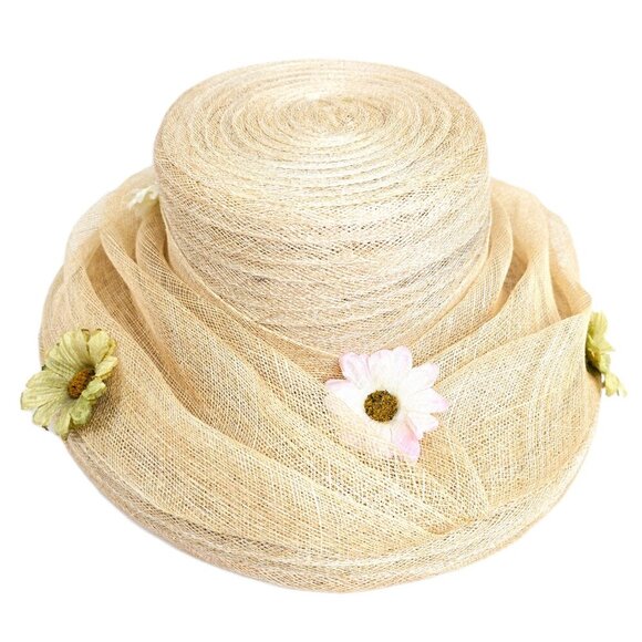 Toucan Collection New York Native Straw Tiered Daisy Statement Hat - Picture 1 of 7